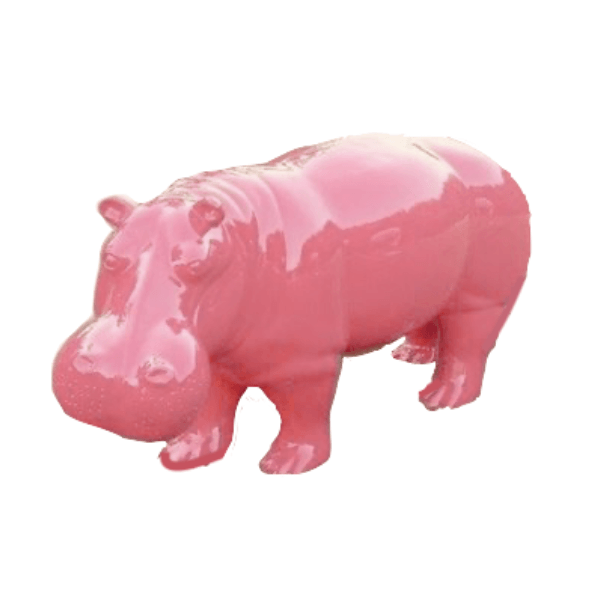 Resine Sculpture Hippopotame 180CM Rose Clair LYSANDRE - S&C
