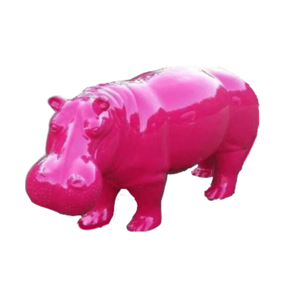 Resine Sculpture Hippopotame 180CM Rose Fushia LORAN - S&C