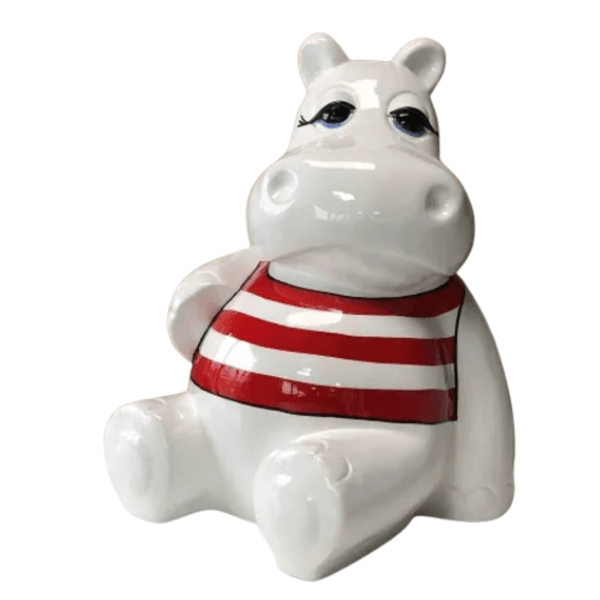 Resine Sculpture Hippopotame 25CM Marin Rouge JOVAL - S&C