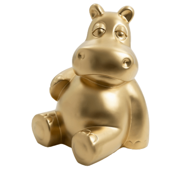 Resine Sculpture Hippopotame 50cm Doré AELIANE - S&C