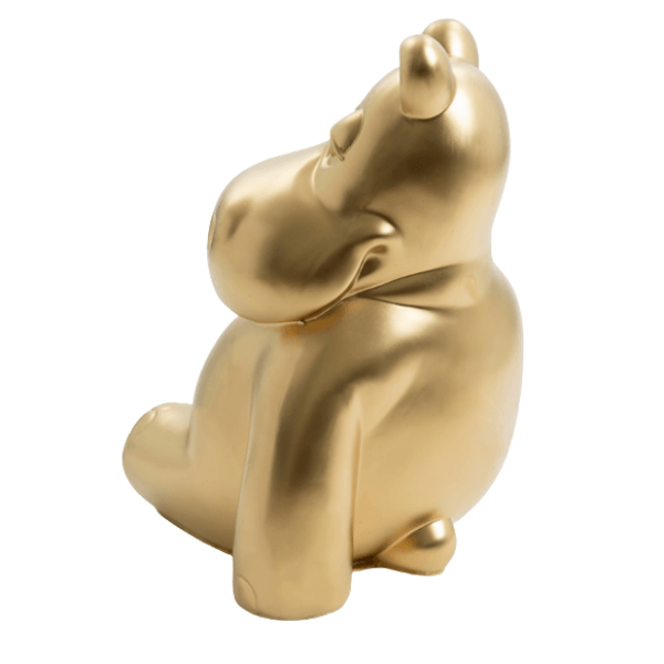 Resine Sculpture Hippopotame 50cm Doré AELIANE - S&C