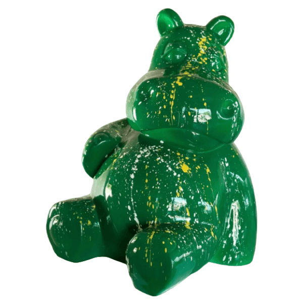 Resine Sculpture Hippopotame 50CM Graffiti Vert LUCY - S&C