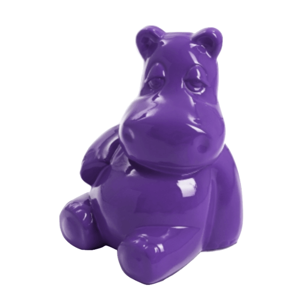 Resine Sculpture Hippopotame 50CM Violet THALIS - S&C