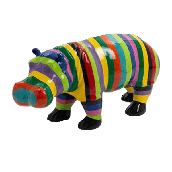 Resine Sculpture Hippopotame 95CM Multicolore JORVAN - S&C