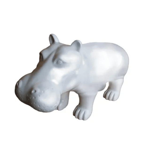 Resine Sculpture Hippopotame 95cm Blanc LIONEL - S&C