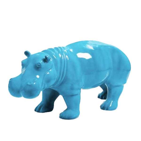 Resine Sculpture Hippopotame 95CM Bleu Ciel MINDRE - S&C