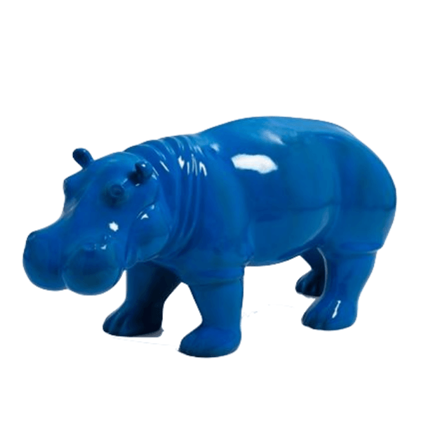 Resine Sculpture Hippopotame 95CM Bleu Nuit ELDAN - S&C