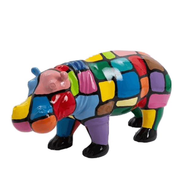 Resine Sculpture Hippopotame 95CM Multicolore DRAGUIN - S&C