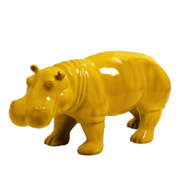 Resine Sculpture Hippopotame 95CM Jaune LORENZO - S&C