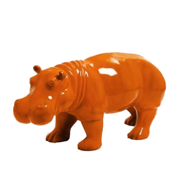 Resine Sculpture Hippopotame 95CM Orange ELDOR - S&C