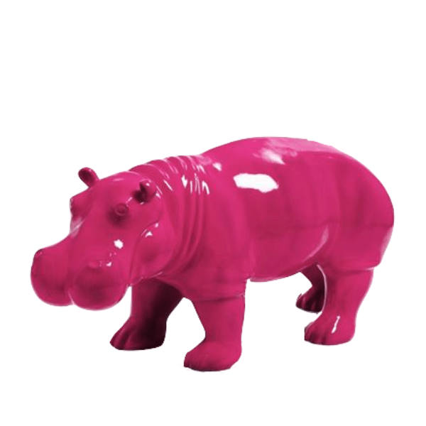 Resine Sculpture Hippopotame 95CM Rose Fushia AELIANE - S&C