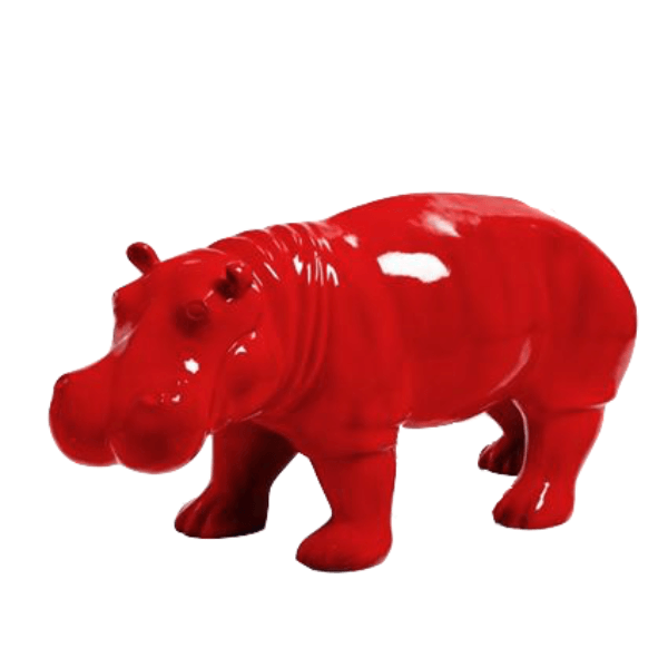 Resine Sculpture Hippopotame 95CM Rouge AELIOR - S&C