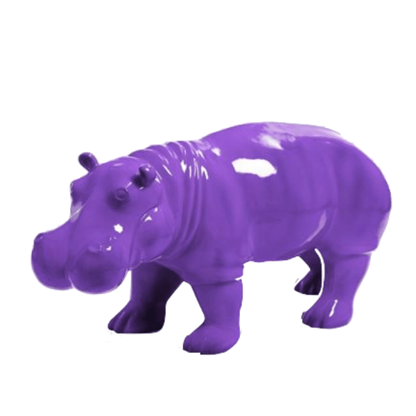 Resine Sculpture Hippopotame 95CM Violet LORIS - S&C
