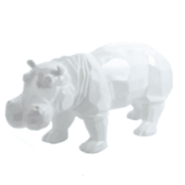 Resine Sculpture Hippopotame 95cm Blanc PURGATORE - S&C