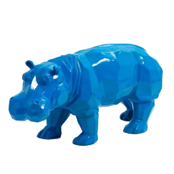Resine Sculpture Hippopotame 95CM Bleu RALPH - S&C