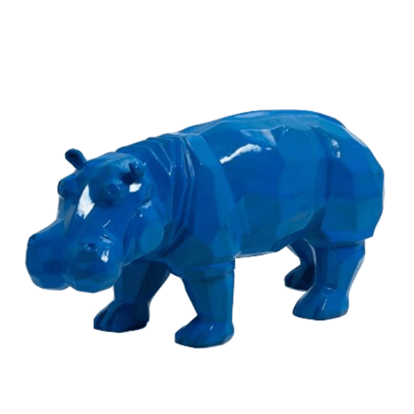 Resine Sculpture Hippopotame 95cm Bleu Nuit LIRAN - S&C