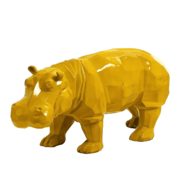 Resine Sculpture Hippopotame 95CM Jaune LORIAN - S&C