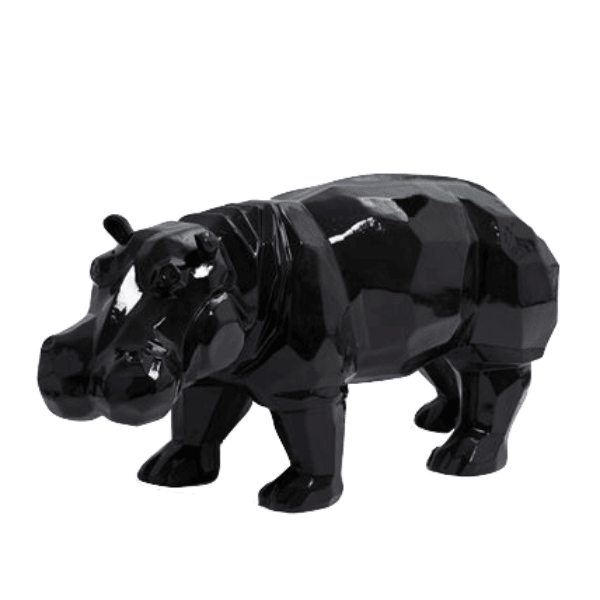 Resine Sculpture Hippopotame 95CM Noir AVENTIN - S&C