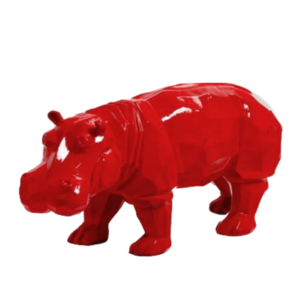 Resine Sculpture Hippopotame 95CM Rouge MAELI - S&C