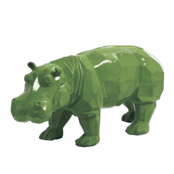 Resine Sculpture Hippopotame 95CM Vert Kaki JOVEN - S&C