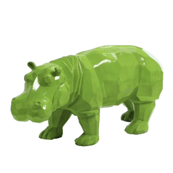 Resine Sculpture Hippopotame 95cm Vert Pomme JALEN - S&C