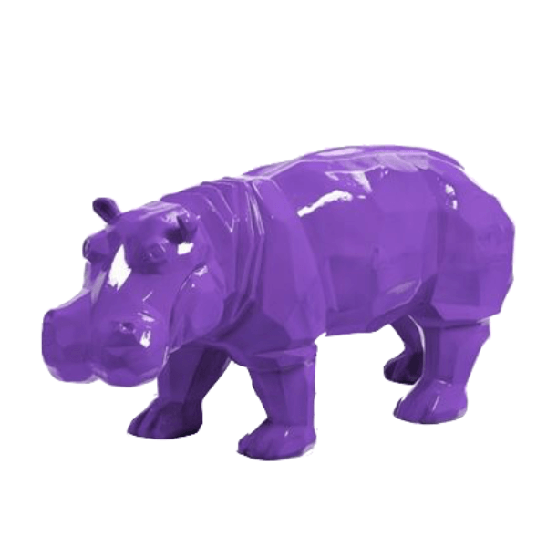 Resine Sculpture Hippopotame 95cm Violet JORIAN - S&C