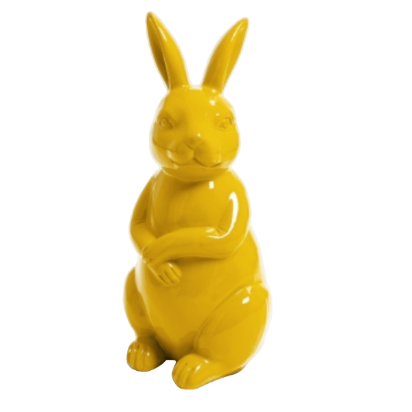 Resine Sculpture Lapin 35cm Jaune LORENZO - S&C