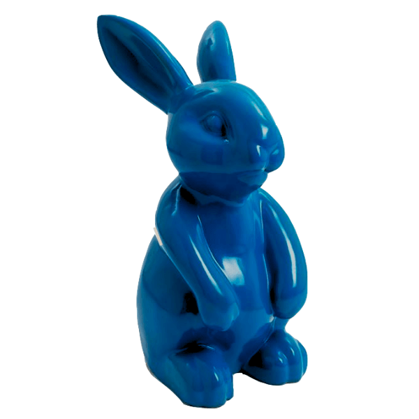 Resine Sculpture Lapin 60cm Bleu Nuit ELOAN - S&C