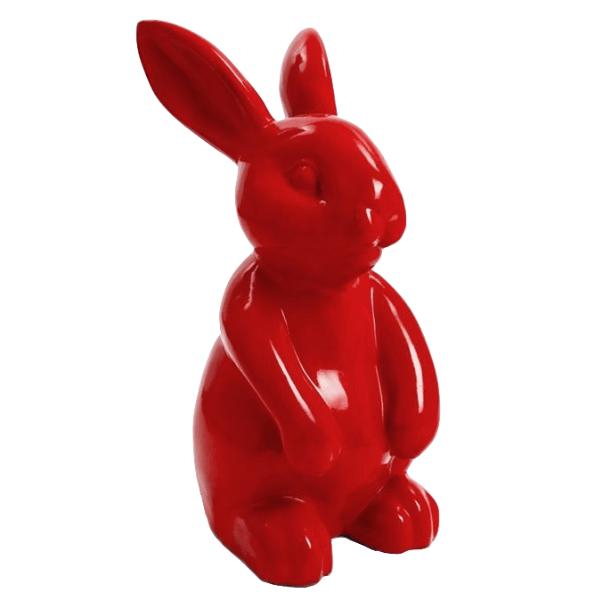 Resine Sculpture Lapin 60CM Rouge AENOR - S&C