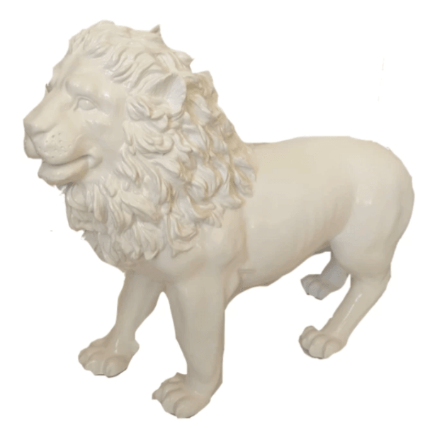 Resine Sculpture Lion 100CM Blanc MATIS - S&C