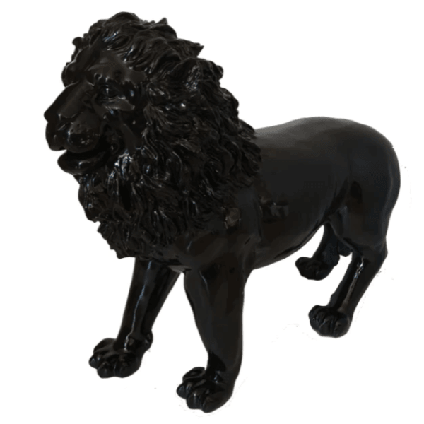 Resine Sculpture Lion 100cm Noir VELAN - S&C