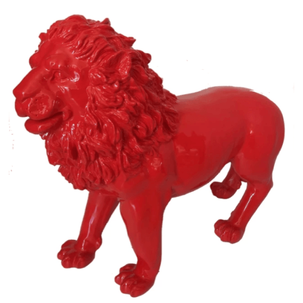 Resine Sculpture Lion 100CM Rouge LUVINA - S&C