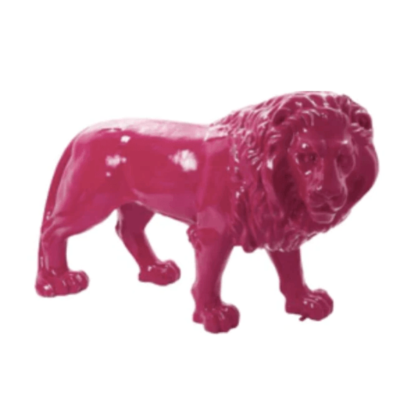 Resine Sculpture Lion 190 CM Rose Fushia LIOREO - S&C