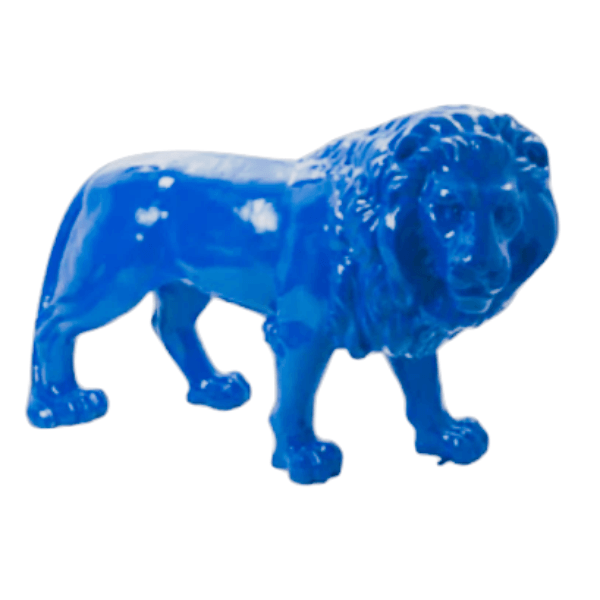 Resine Sculpture Lion 35CM Bleu JALON - S&C