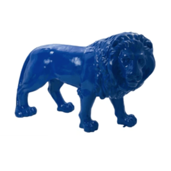 Resine Sculpture Lion 35CM Bleu Nuit ELENOR - S&C