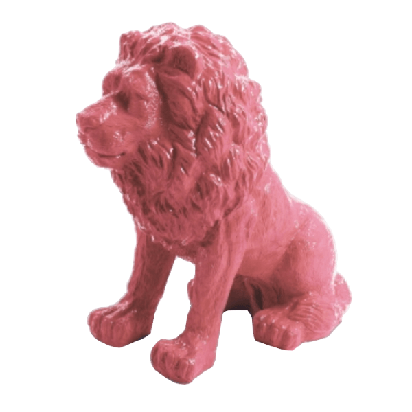 Resine Sculpture Lion 65 CM Rose Clair LUMIS - S&C