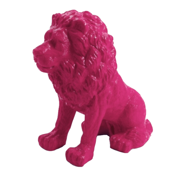 Resine Sculpture Lion 65 CM Rose Fushia LORENZO - S&C