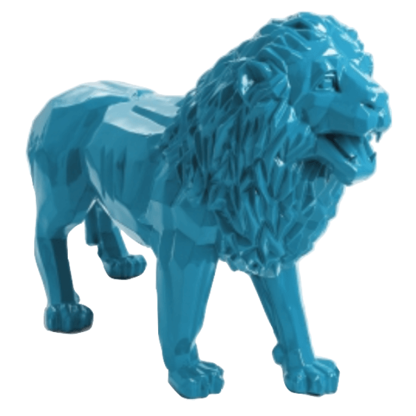 Resine Sculpture Lion 100 CM Bleu Ciel NALVIN - S&C