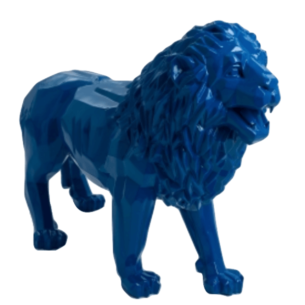Resine Sculpture Lion 100cm Bleu Nuit KIVAN - S&C