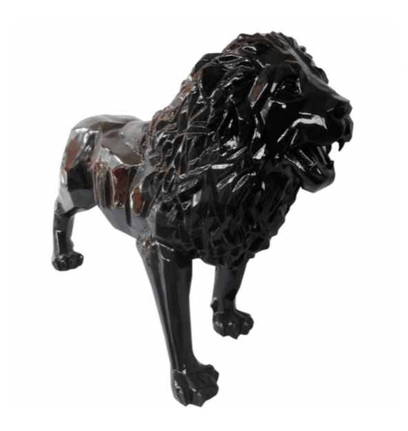 Resine Sculpture Lion 100CM Noir MARZEL - S&C