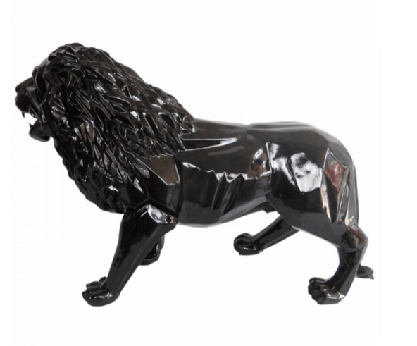 Resine Sculpture Lion 100CM Noir MARZEL - S&C