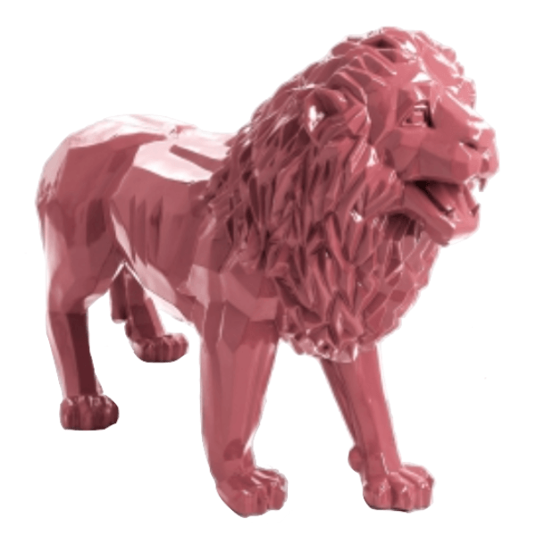 Resine Sculpture Lion 100 CM Rose Clair AELIANE - S&C