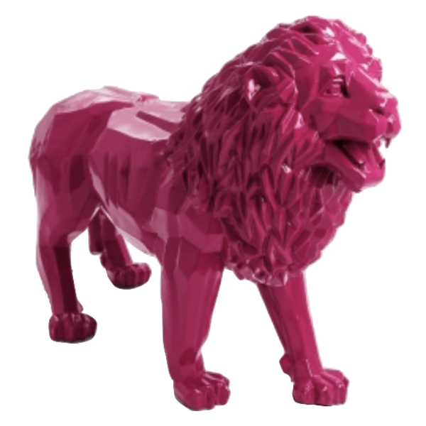 Resine Sculpture Lion 100CM Rose Fuchsia YALIS - S&C
