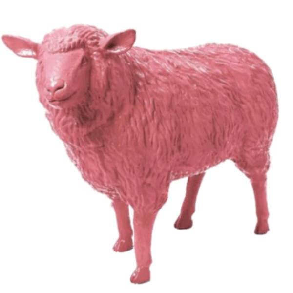 Resine Sculpture Mouton 110CM Rose Clair ELDAN - S&C
