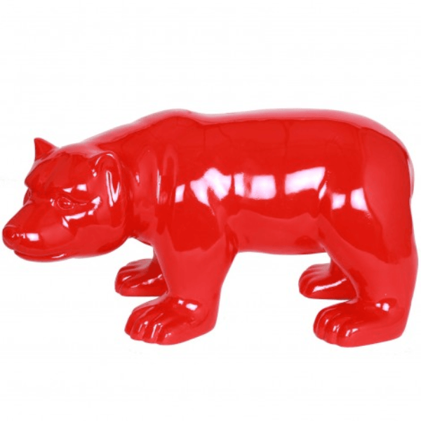 Resine Sculpture Ours 100CM Rouge ELOAN - S&C