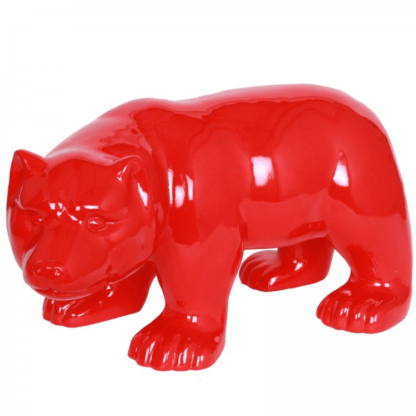 Resine Sculpture Ours 100CM Rouge ELOAN - S&C