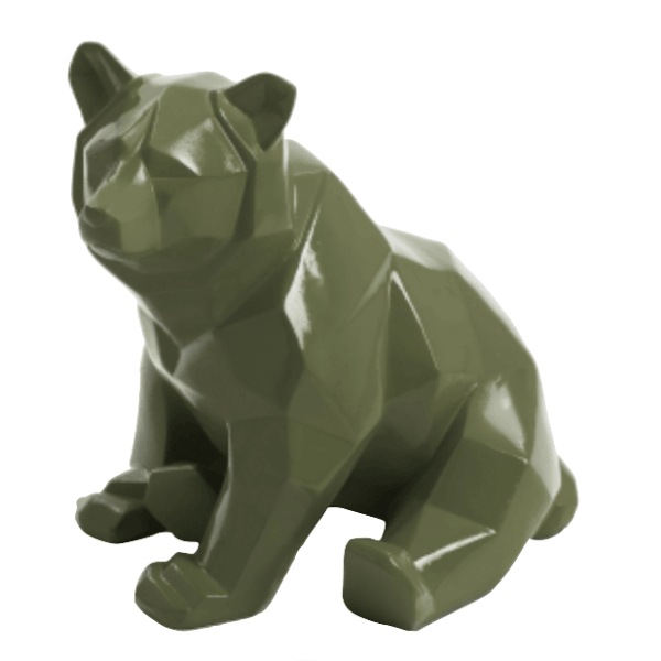 Resine Sculpture Ours 30 CM Vert Kaki JORVAN - S&C