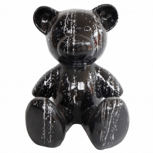 Resine Sculpture Ours 35CM Coulure Argenté LUMIEUX - S&C