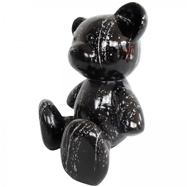 Resine Sculpture Ours 35CM Coulure Argenté LUMIEUX - S&C
