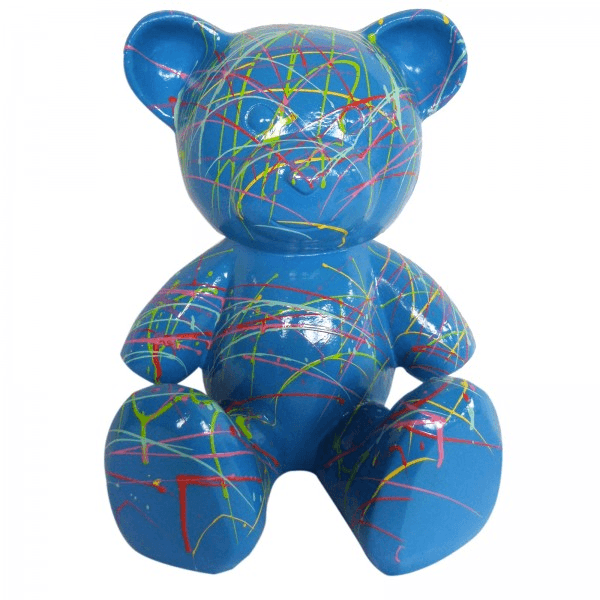 Resine Sculpture Ours 35CM Graffiti Bleu LUMIRO - S&C